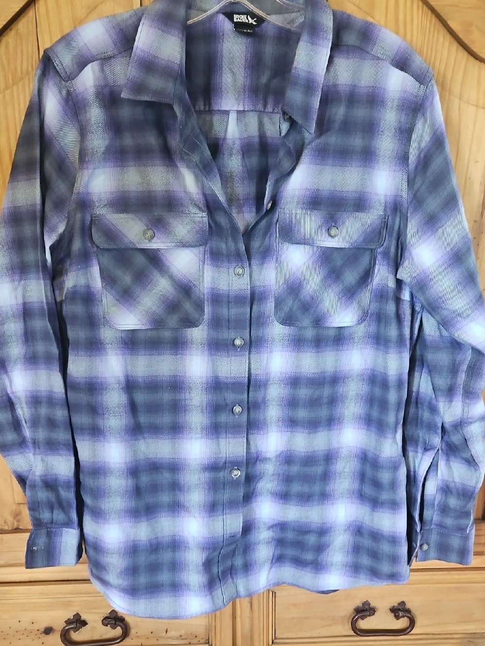 Eddie Bauer Purple Plaid Button-Down Shirt